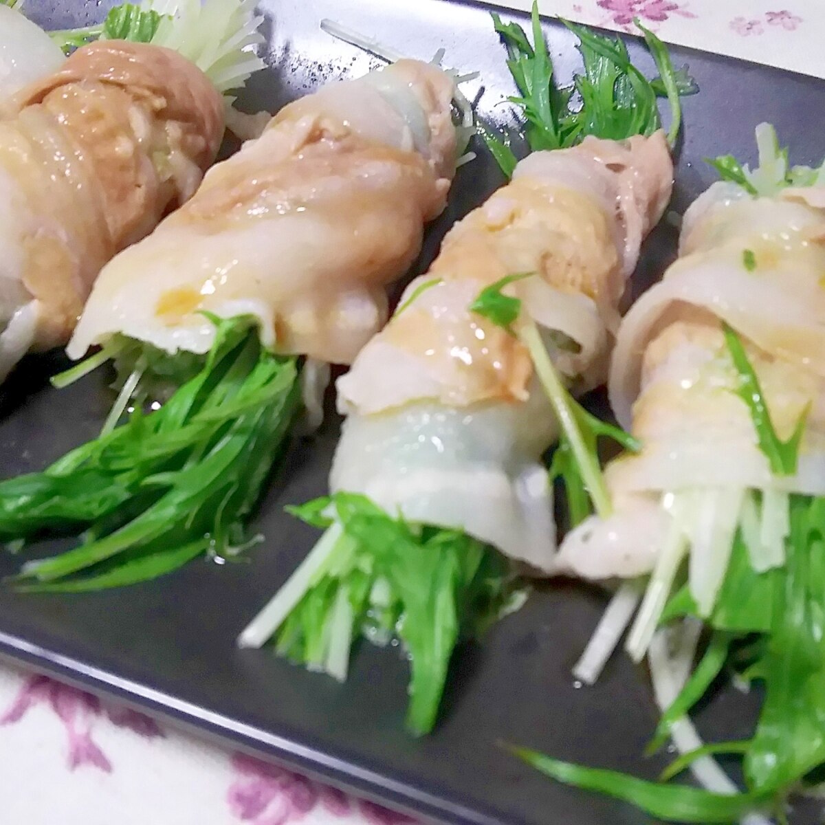 レンジで超簡単ヘルシー 水菜の豚バラ巻き レシピ 作り方 By かっぺ4217 楽天レシピ